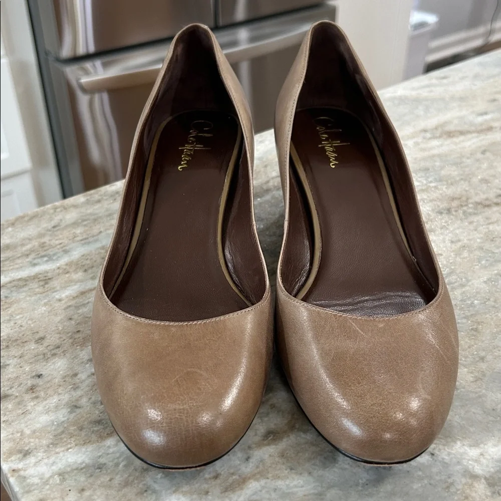 Cole Haan Brown Leather Low Wedge Pumps
